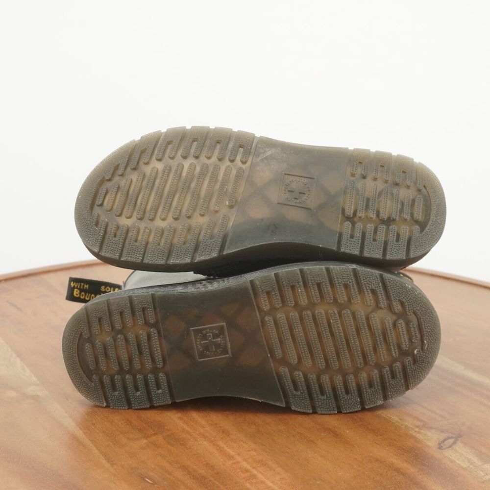Dr. Martens Kids Black Leather Lace-Up Boots with Yellow Stitching - Picture 8 of 9